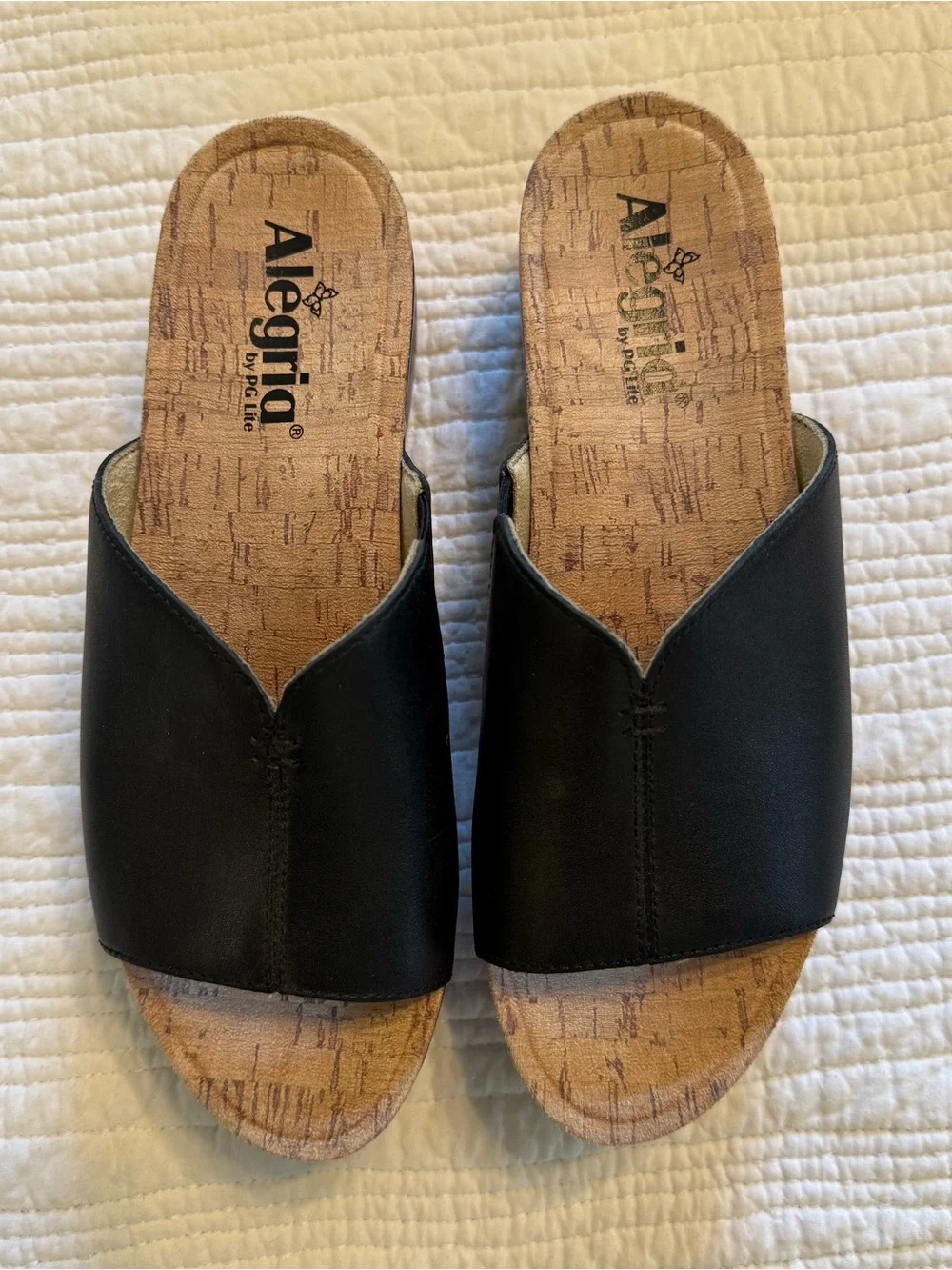 Black Slide Platform Sandals by Alegria